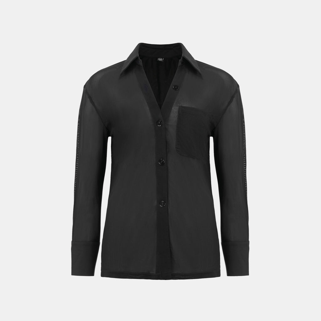 OW Collection RYAN Sheer Shirt Shirt 002 - Black Caviar