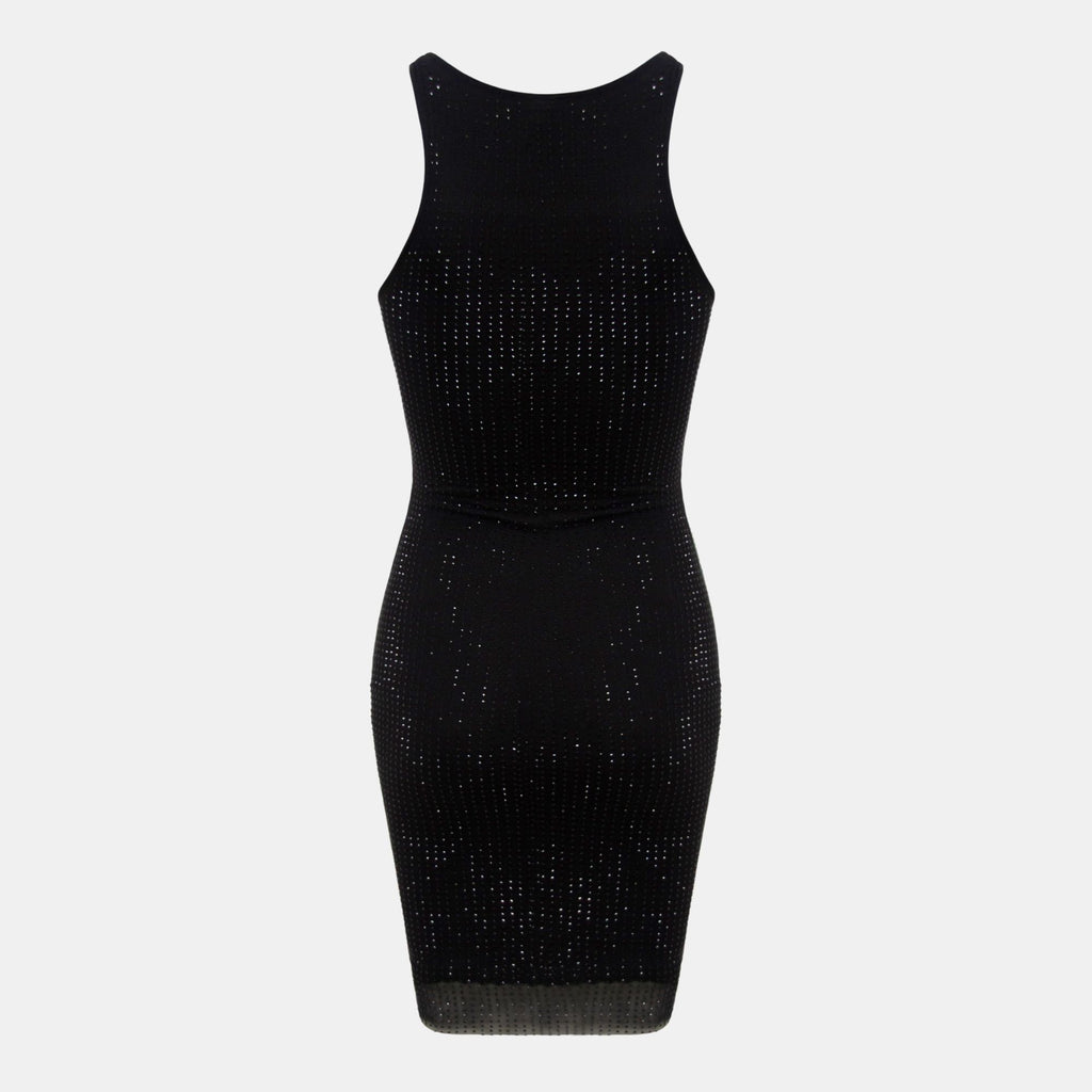 OW Collection Rhinestone LBD Dress 002 - Black Caviar