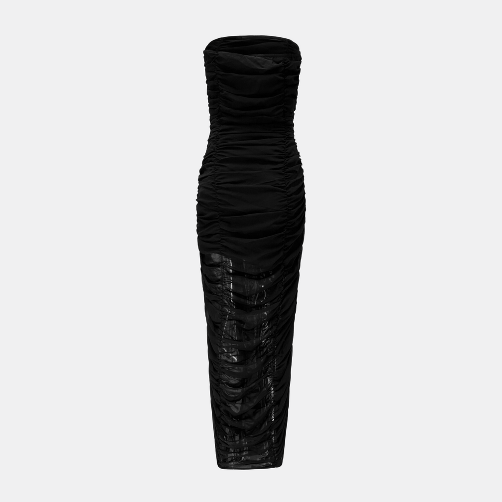 OW Collection SANDY Chiffion Maxi Dress Dress 002 - Black Caviar