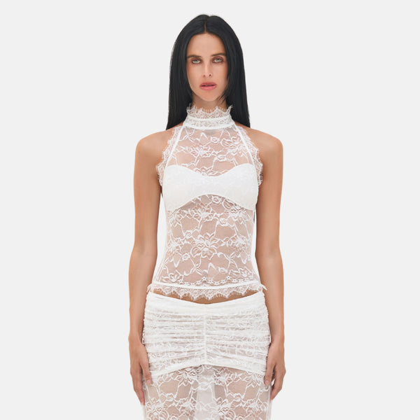 SELAH Lace Top | White Halter Neck Lace Top | OW Collection