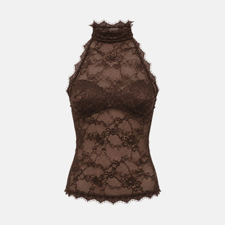 OW Collection SELAH Lace Top Top 166 - Chocolate Brown