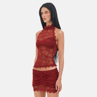 OW Collection SELAH Lace Top Top 262 - Burgundy