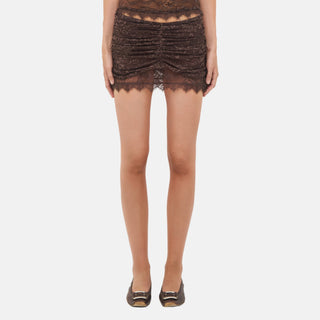 OW Collection SELAH Mini Skirt Skirt 166 - Chocolate Brown