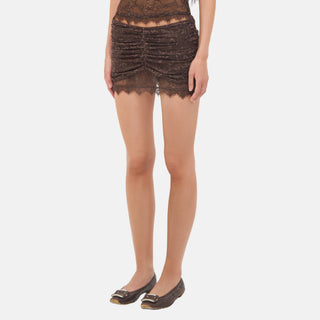 OW Collection SELAH Mini Skirt Skirt 166 - Chocolate Brown