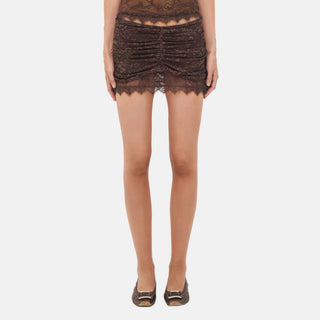OW Collection SELAH Mini Skirt Skirt 166 - Chocolate Brown