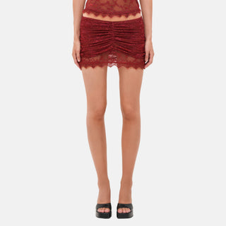 OW Collection SELAH Mini Skirt Skirt 262 - Burgundy