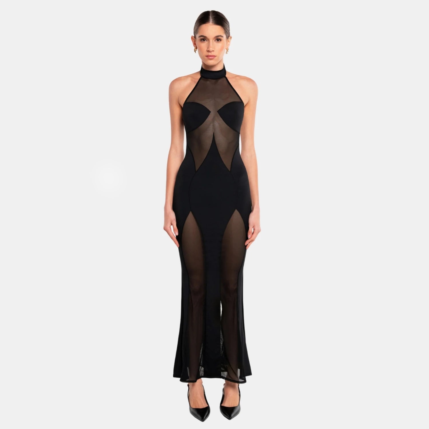 OW Collection | Sierra Halter Neck Dress | Black Caviar Black Caviar / L OW Collection | Sierra Halter Neck Dress | Black Caviar Black Caviar / L