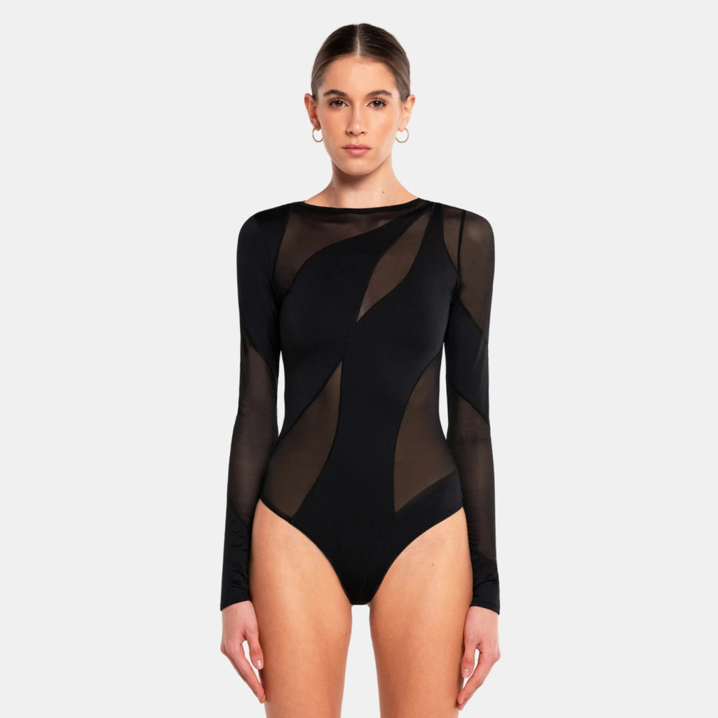 OW Collection SPIRAL Bodysuit Bodysuit 002 - Black Caviar