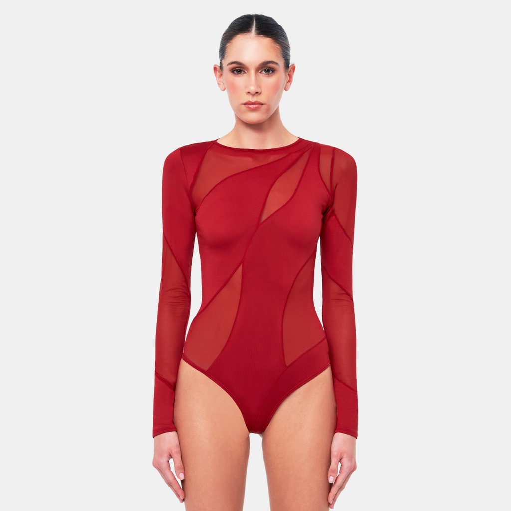 OW Collection SPIRAL Bodysuit Bodysuit 216 - Cherry Red