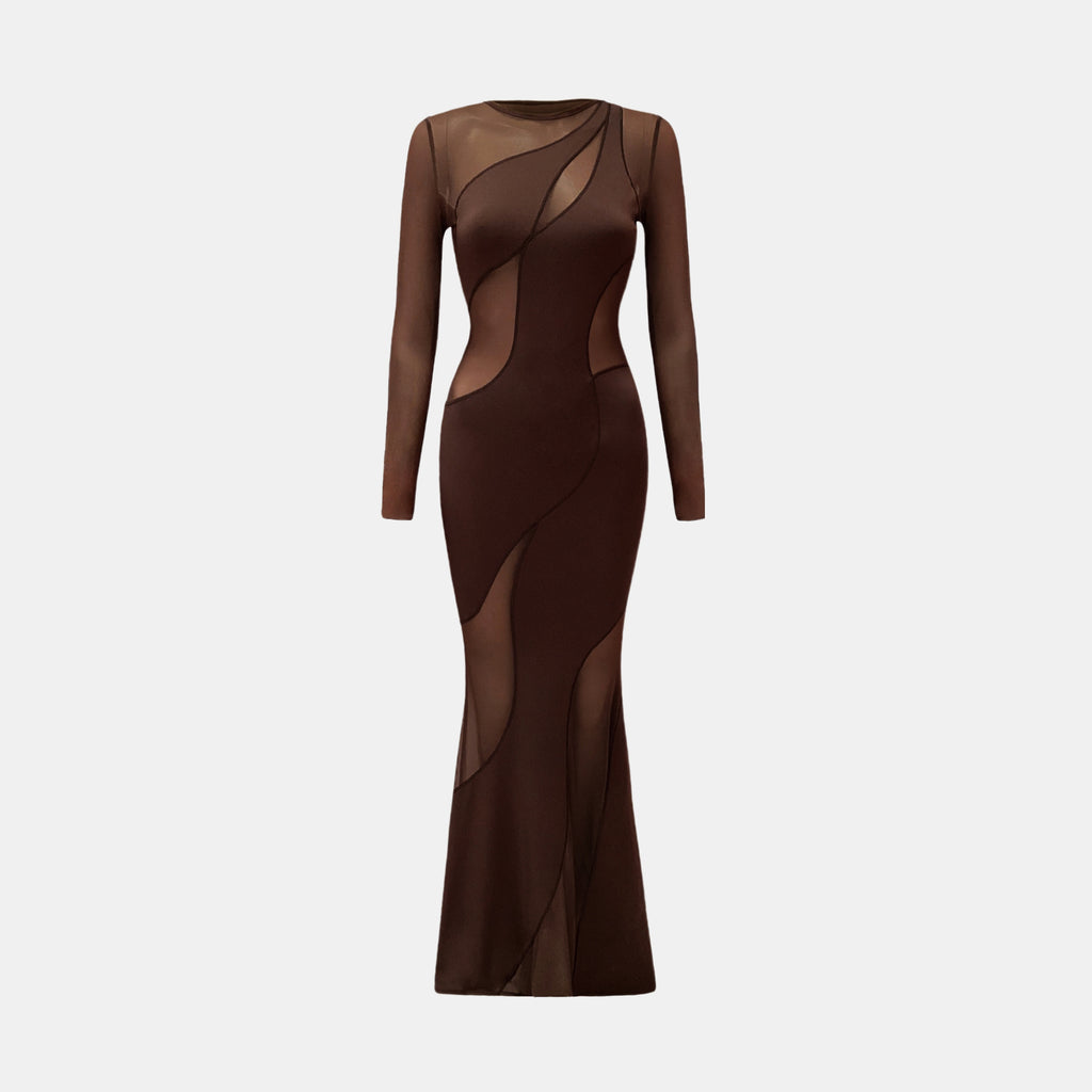OW Collection SPIRAL Maxi Dress Dress 185 - Brown