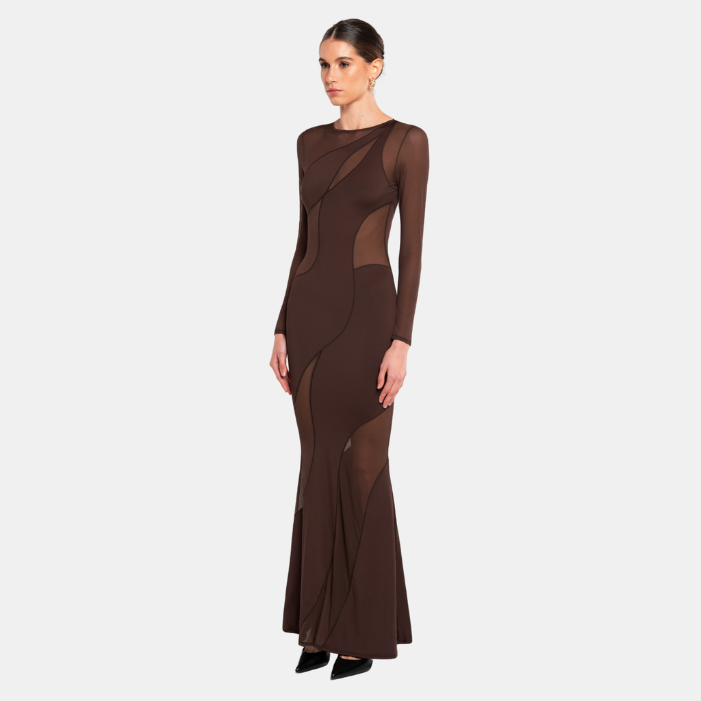 OW Collection SPIRAL Maxi Dress Dress 185 - Brown