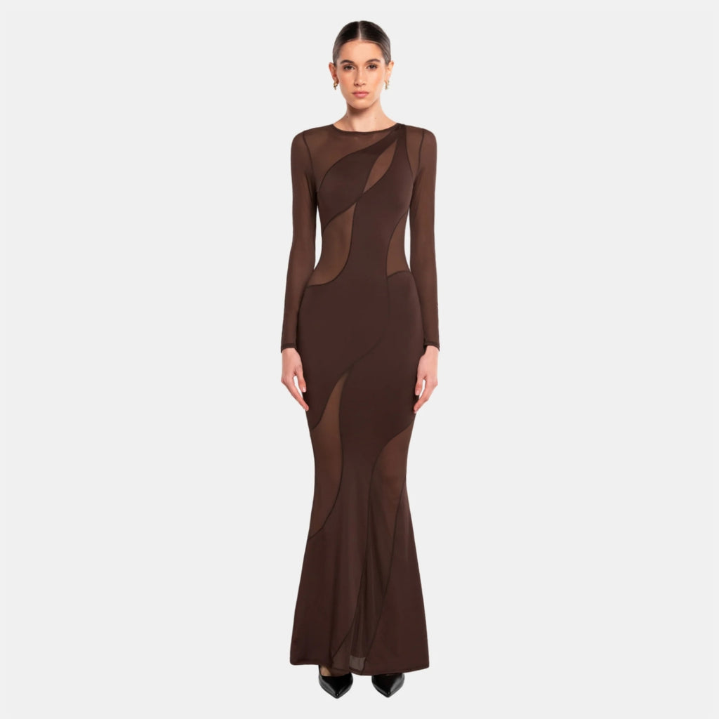 OW Collection SPIRAL Maxi Dress Dress 185 - Brown