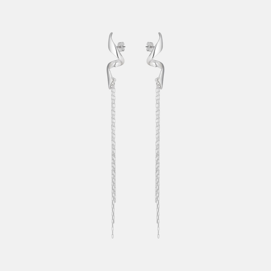 OW Collection SWIRL Chain Earrings Jewelry 193 - Silver