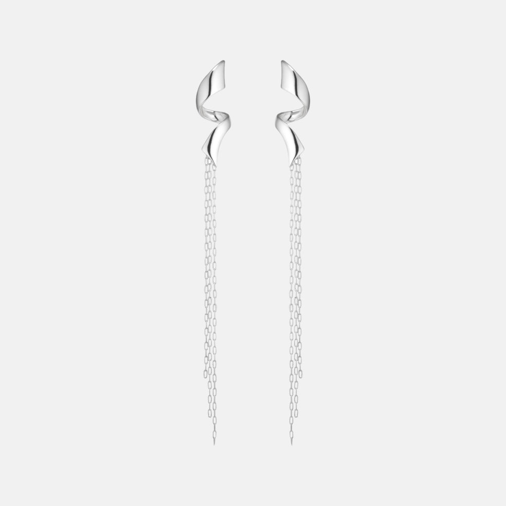 OW Collection SWIRL Chain Earrings Jewelry 193 - Silver