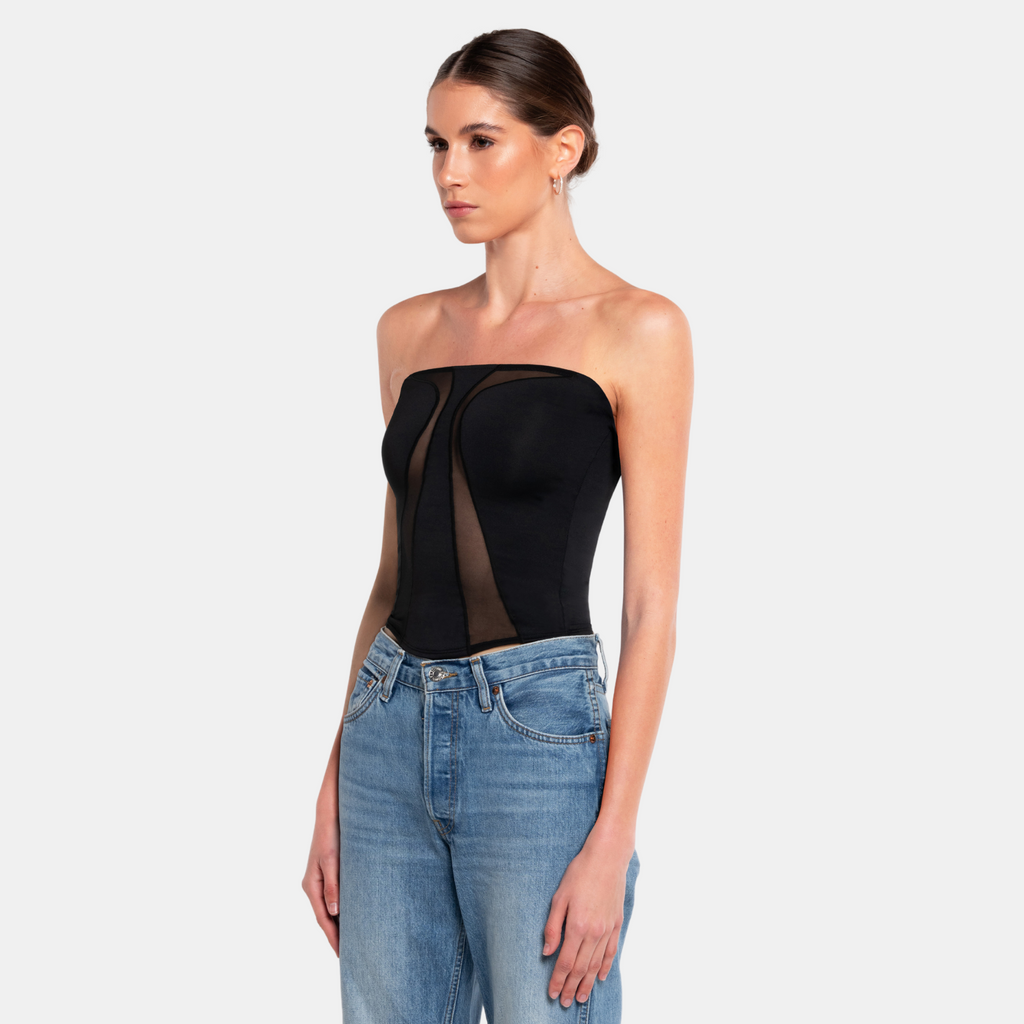 OW Collection SWIRL Tube Top Top 002 - Black Caviar