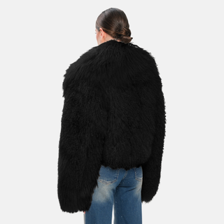 OW Collection THEA Fur Jacket Jacket 121 - Black