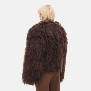 OW Collection THEA Fur Jacket Jacket 166 - Chocolate Brown