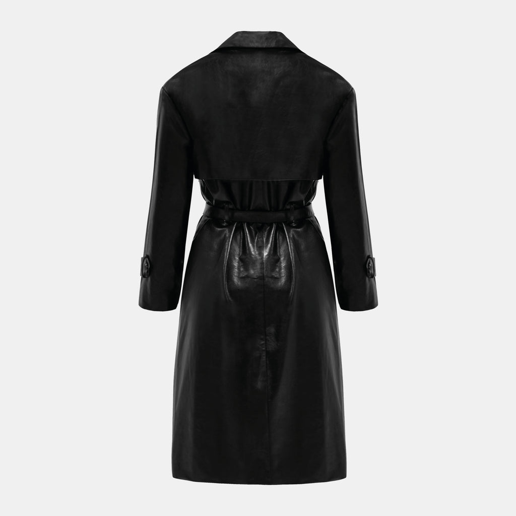 OW Collection VAIL Faux Leather Coat Coat 121 - Black