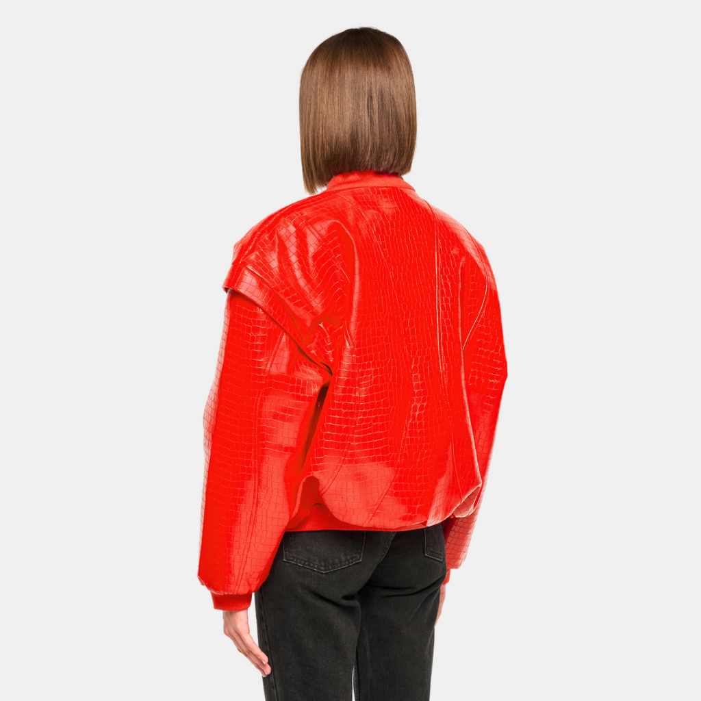 OW Collection VALENCIA Croc Bomber Jacket 022 - Red