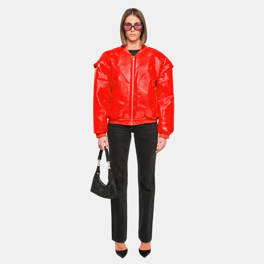 OW Collection VALENCIA Croc Bomber Jacket 022 - Red