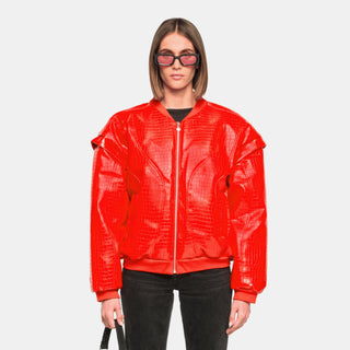 OW Collection VALENCIA Croc Bomber Jacket 022 - Red