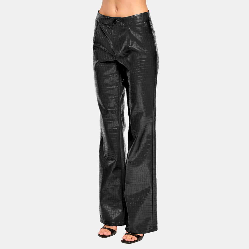 OW Collection VALENCIA Croc Pants Pants 121 - Black