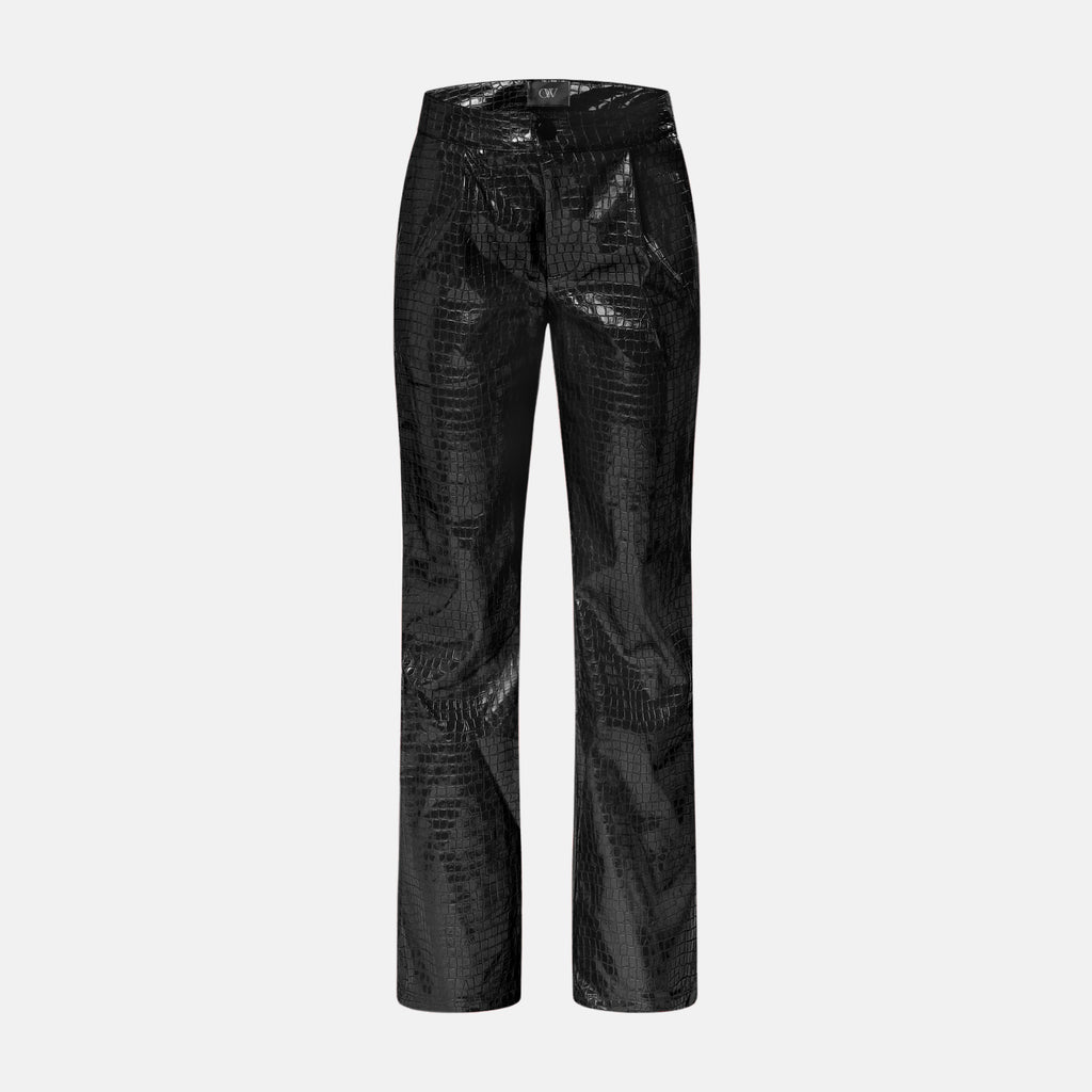 OW Collection VALENCIA Croc Pants Pants 121 - Black