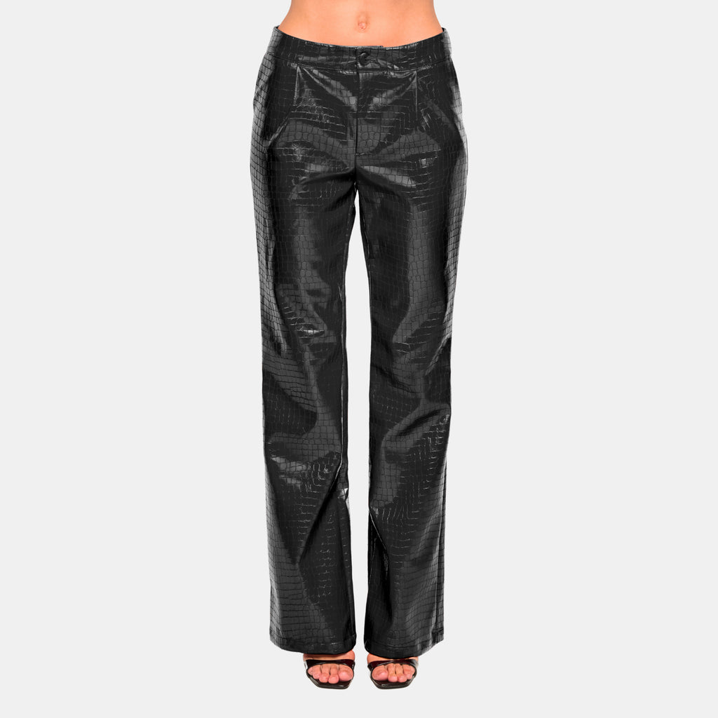 OW Collection VALENCIA Croc Pants Pants 121 - Black