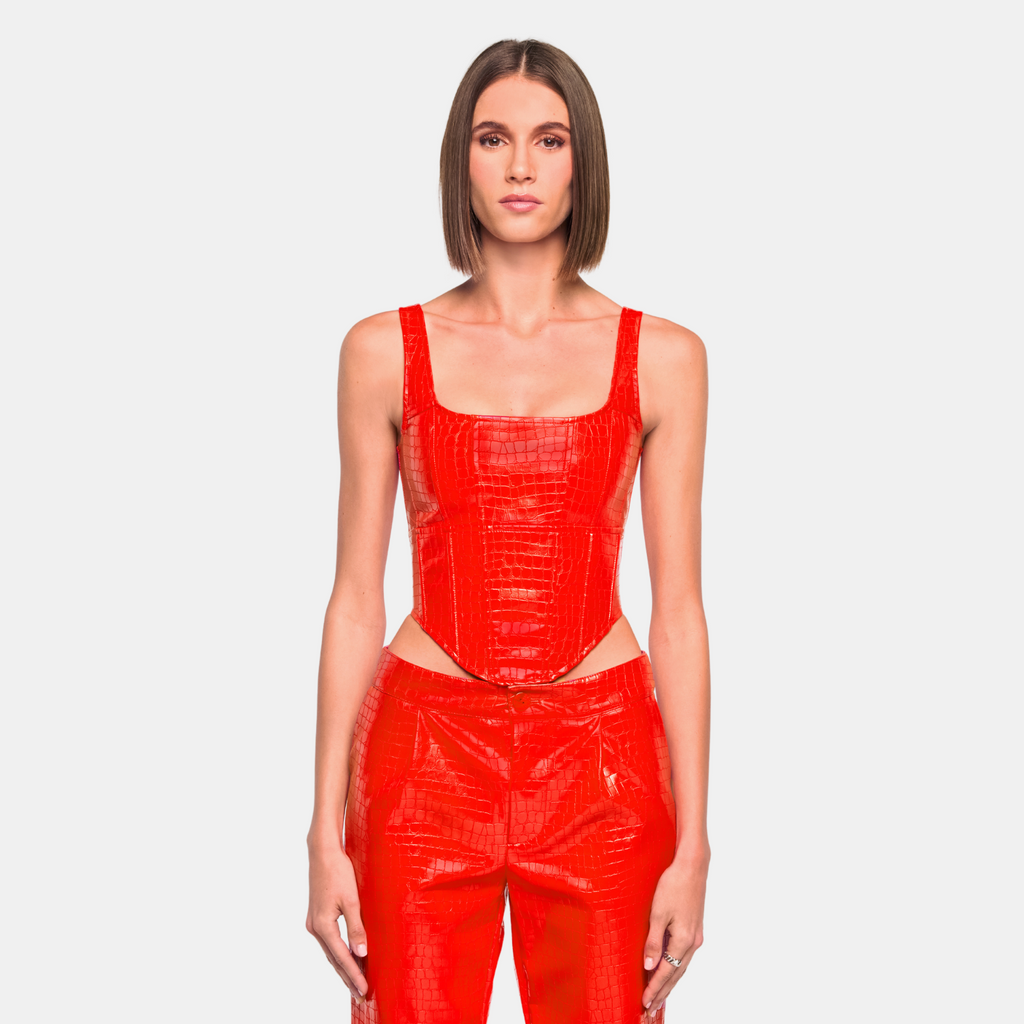 OW Collection VALENCIA Croc Top Corset 022 - Red