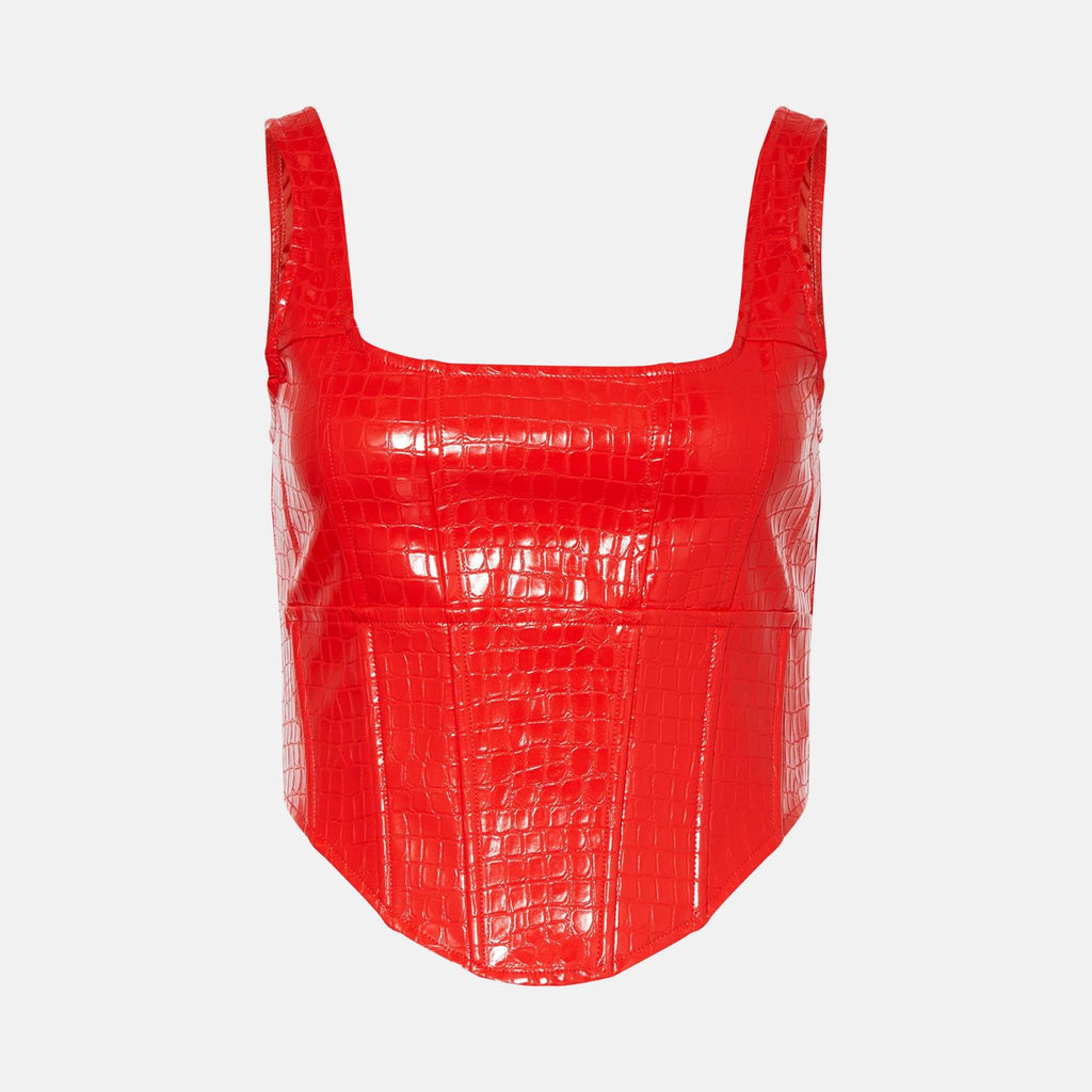 OW Collection VALENCIA Croc Top Corset 022 - Red