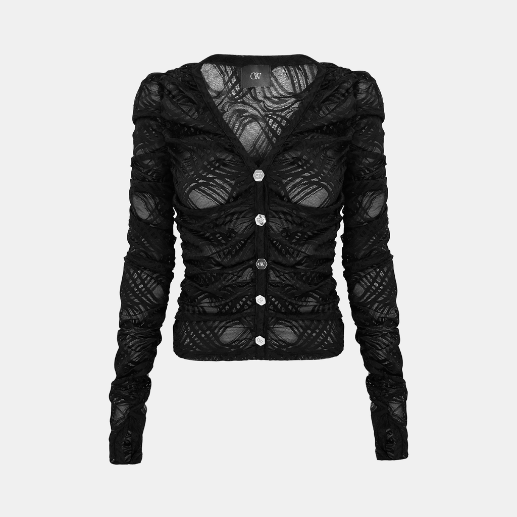 OW Collection WANTED Lace Cardigan Cardigan 121 - Black