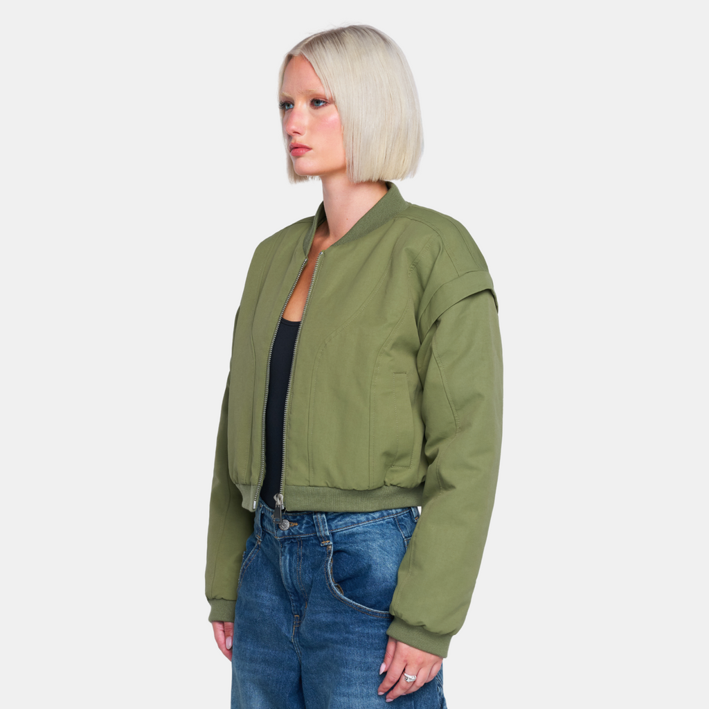 OW Collection YOKON Crop Bomber Jacket Jacket 217 - Hunter Green