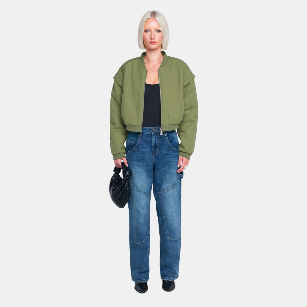 OW Collection YOKON Crop Bomber Jacket Jacket 217 - Hunter Green