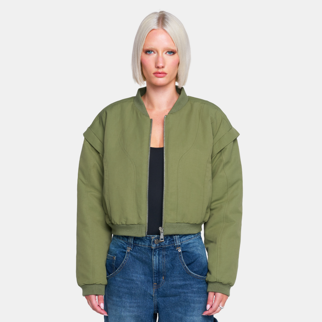 OW Collection YOKON Crop Bomber Jacket Jacket 217 - Hunter Green