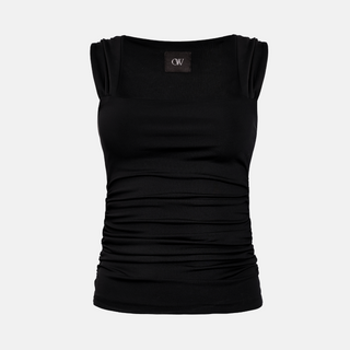 OW Collection ZOEY Draped Top Top 121 - Black