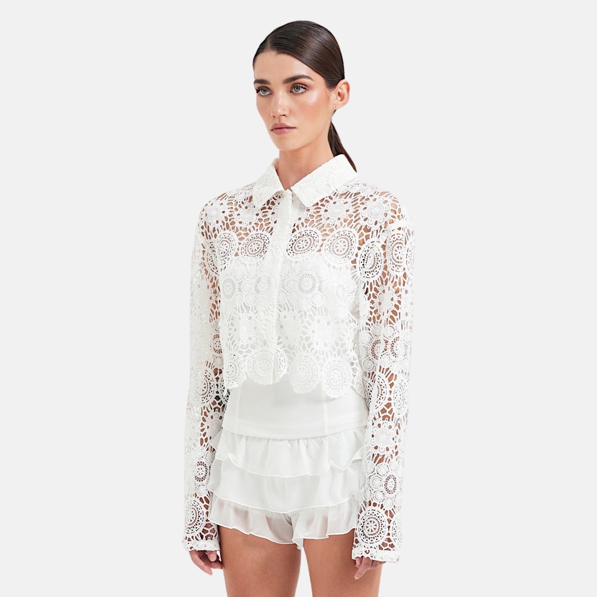 white lace dress shirt Womens Boho Lace Patchwork Cotton Shirt Long Flared Sleeve Blouses Vintage Cotton Tops Casual White Shirts at Amazon Women's Clothing store