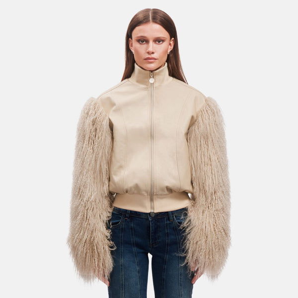 BEX Fur Jacket | Tan Tibetan Lamb Fur Jacket | OW Collection