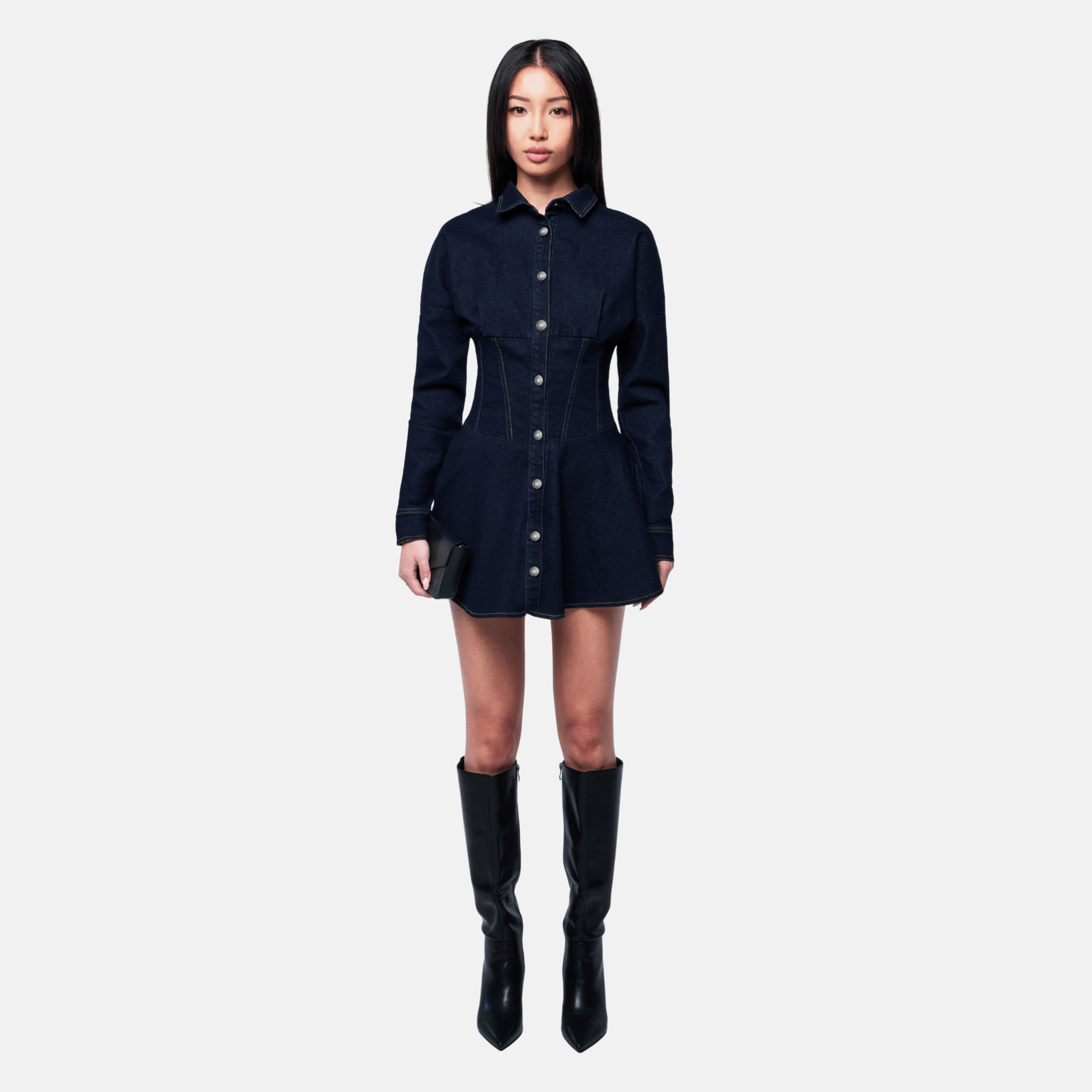 fitted denim shirt dress Womens Mint Velvet Blue Denim Midi Shirt Dress US 2