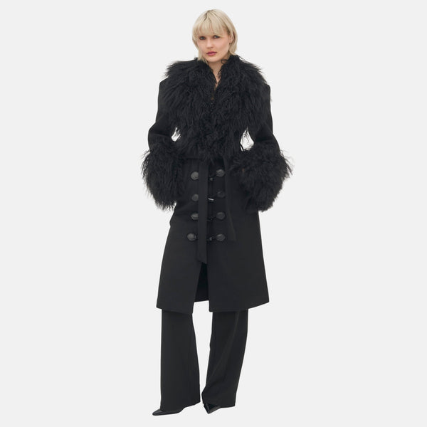 FRANCES Wool Coat | Wool Coat with Fur Trim | OW Collection
