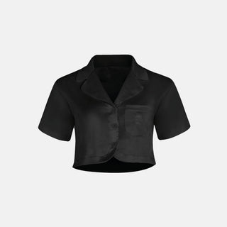 OW Collection LEMONGRASS Crop Shirt Shirt 002 - Black Caviar