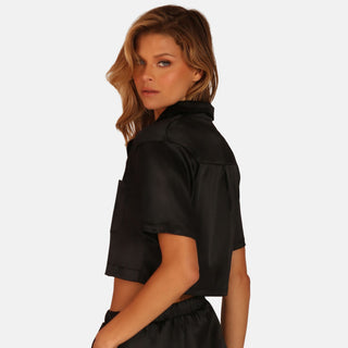 OW Collection LEMONGRASS Crop Shirt Shirt 002 - Black Caviar