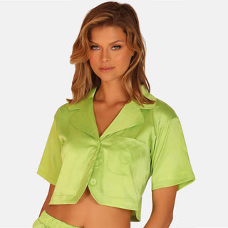 OW Collection LEMONGRASS Crop Shirt Shirt 050 - Green