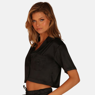 OW Collection LEMONGRASS Crop Shirt Shirt 002 - Black Caviar