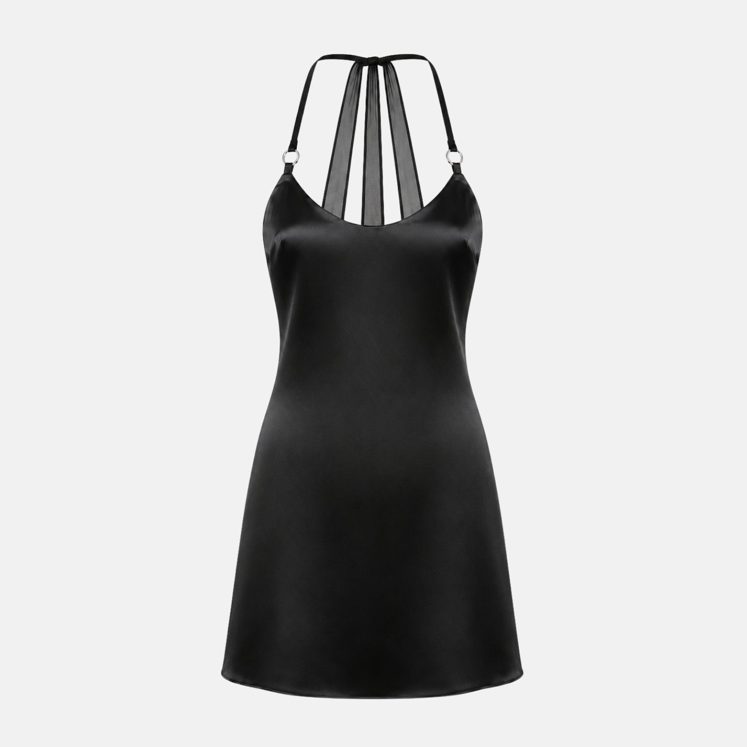 LINDSEY Mini Dress | Black Satin Mini Dress
