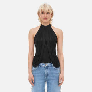 OW Collection MADDY Fringe Top Top 121 - Black