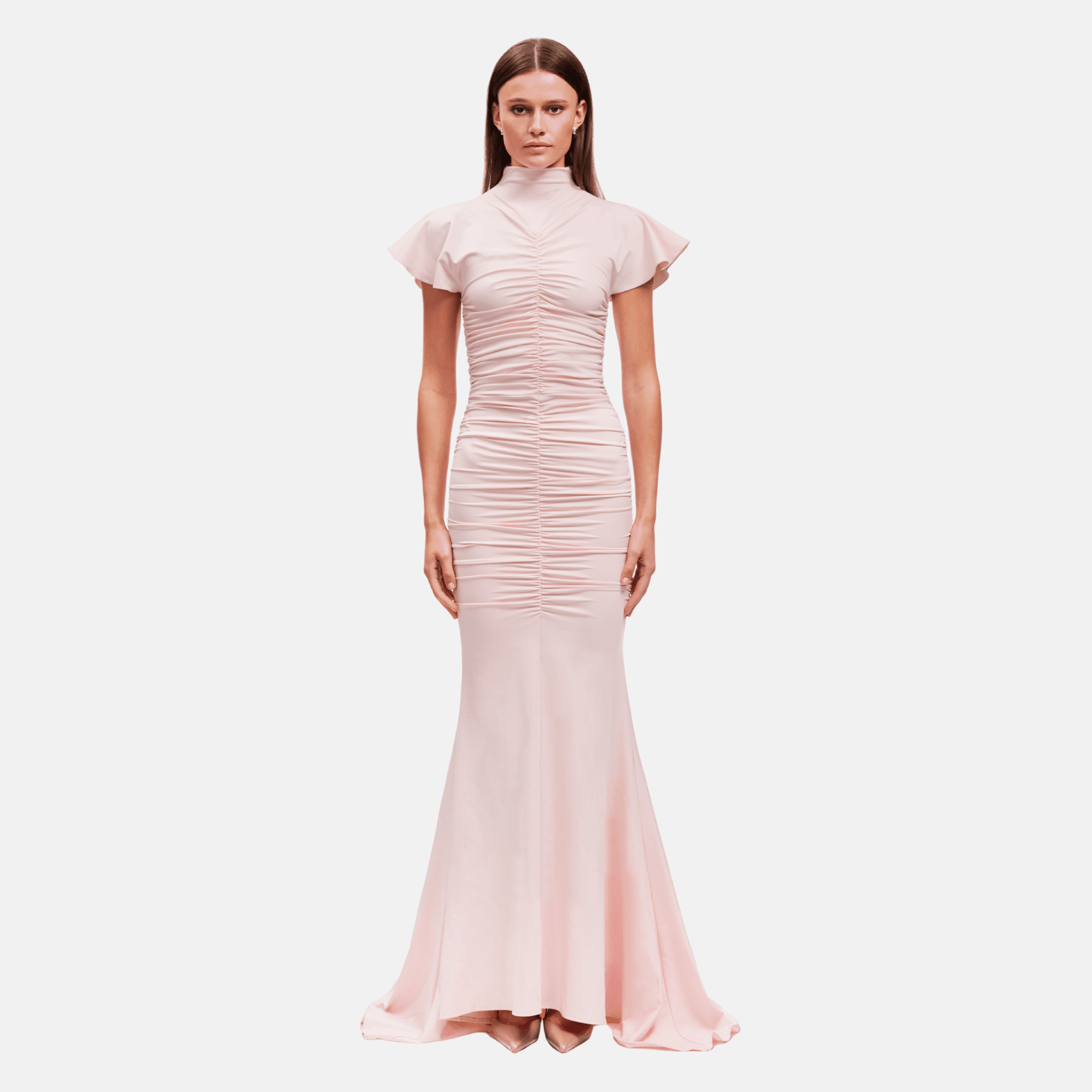 maxi silhouette dress Irene Column Silhouette Maxi Dress Apricot