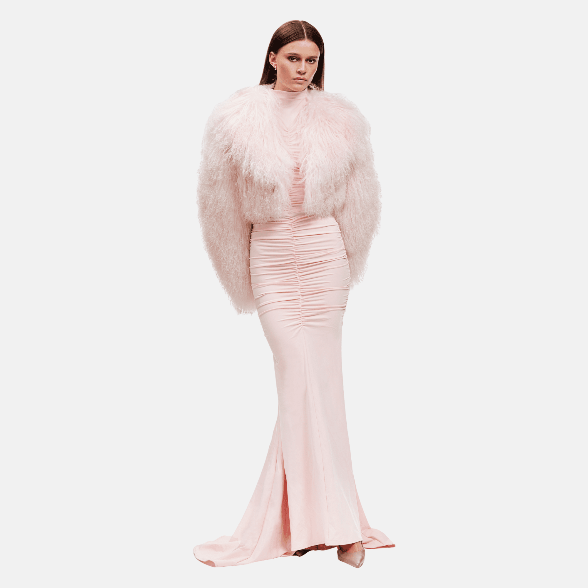 fur maxi dress Karleigh Faux Fur Knit Maxi Dress by Meshki