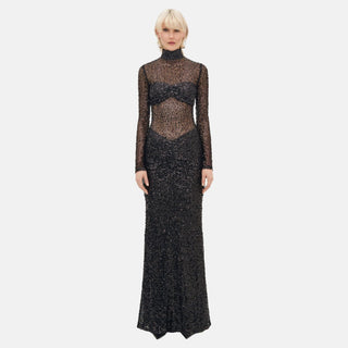 OW Collection NIKKI Maxi Dress Dress 090 - Black Glitter