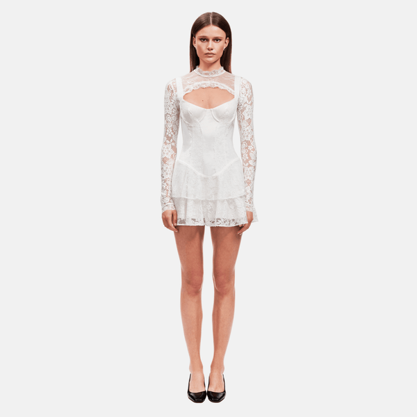 OW Collection Nori Corset Mini Dress in White - size XS