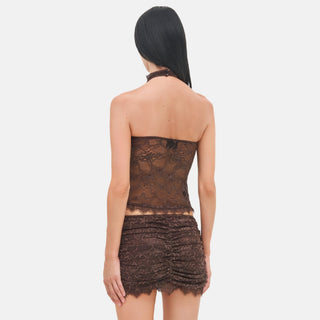 OW Collection SELAH Lace Top Top 166 - Chocolate Brown